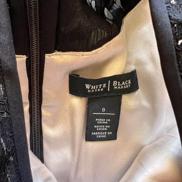 White House Black Market Size 0 Tan Dress With Black Lace Overlay - Picture 6 of 9